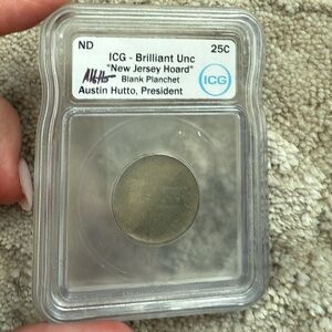 ND “New Jersey Hoard” Blank Planchet ICG Brilliant Uncirculated 25C Size